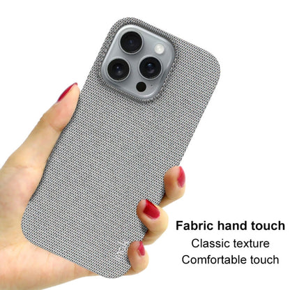 Pour iPhone 16 Pro Max Étui de Téléphone en Tissu PU + PC imak Ruiyi Series (Gris Clair)