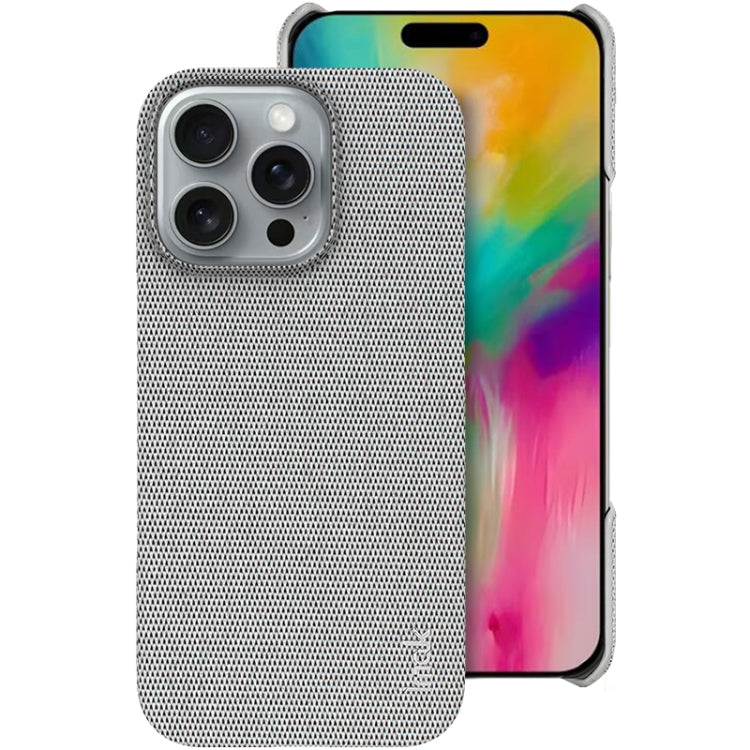 Pour iPhone 16 Pro Max Étui de Téléphone en Tissu PU + PC imak Ruiyi Series (Gris Clair)