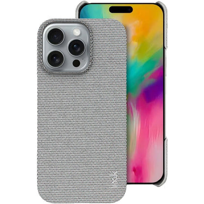 Pour iPhone 16 Pro Max Étui de Téléphone en Tissu PU + PC imak Ruiyi Series (Gris Clair)