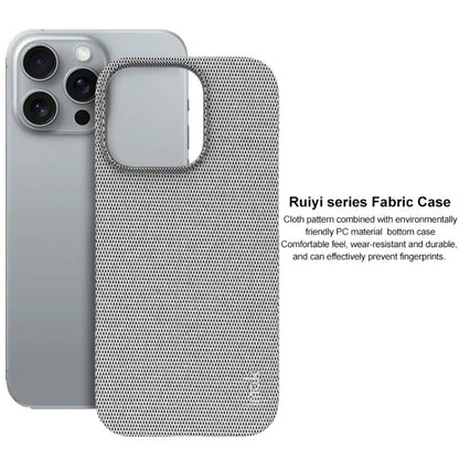 For iPhone 16 Pro imak Ruiyi Series Cloth Texture PU + PC Phone Case(Light Grey)