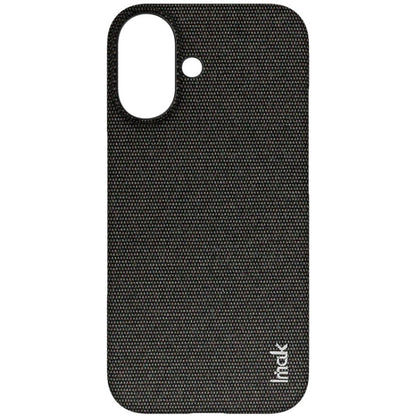 For iPhone 16 imak Ruiyi Series Cloth Texture PU + PC Phone Case(Black)