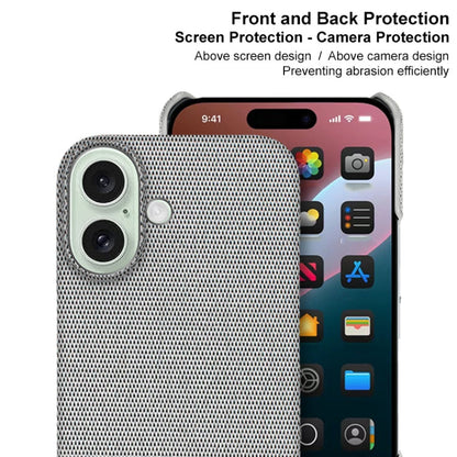 Pour iPhone 16 Coque de téléphone en tissu texturé PU + PC de la série imak Ruiyi (gris clair)