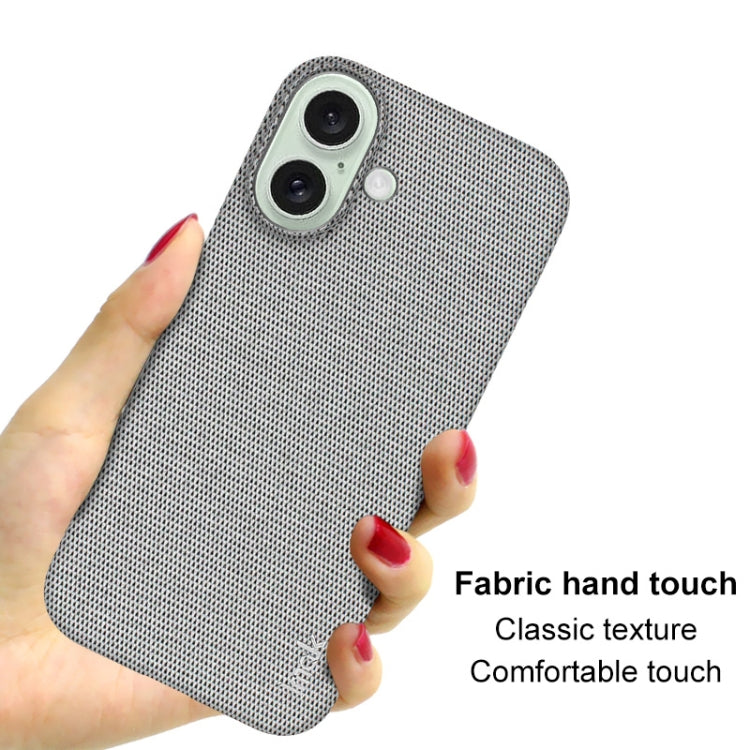 Pour iPhone 16 Coque de téléphone en tissu texturé PU + PC de la série imak Ruiyi (gris clair)
