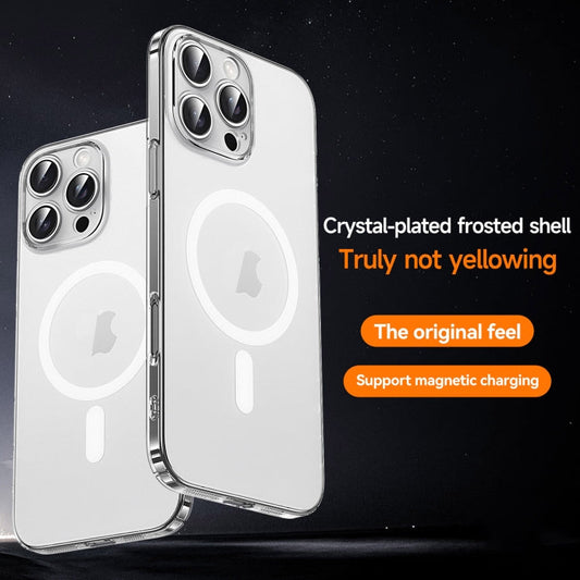 For iPhone 15 Pro SULADA Crystal Sand Series Electroplating Frosted MagSafe Magnetic Phone Case(Transparent)