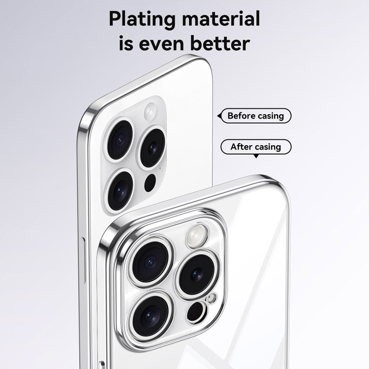 Pour iPhone 16 Plus SULADA Coque de Téléphone en TPU Souple avec Bracelet et Cadre Électroplaqué Transparent (Argent)