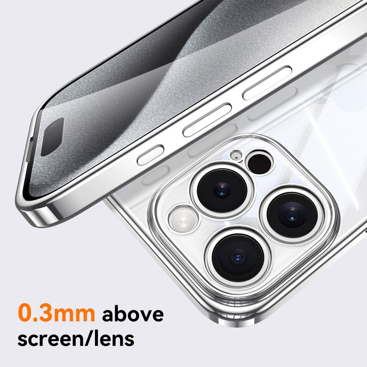 For iPhone 13 SULADA  Electroplated Clear TPU Soft Frame Phone Case with Wrist Strap(Silver)