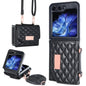 For Samsung Galaxy Z Flip6 / Flip7 FE VIETAO Rhombic Texture Wallet PU Phone Case with Long Lanyard(Black)
