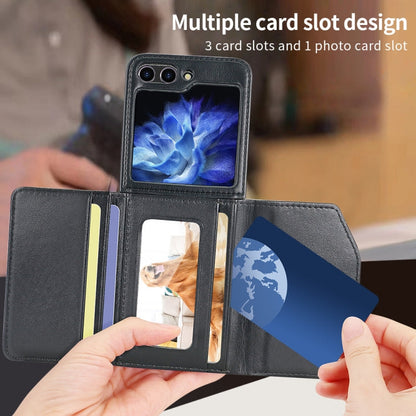 For Samsung Galaxy Z Flip6 / Flip7 FE VIETAO Rhombic Texture Wallet PU Phone Case with Long Lanyard(Black)