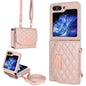 Pour Samsung Galaxy Z Flip5, étui de téléphone en PU avec motif losange et lanière longue VIETAO (rose)