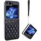 For Samsung Galaxy Z Flip6 / Flip7 FE VIETAO Rhombic Texture PU Card Slot Phone Case with Lanyard(Black)