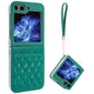 For Samsung Galaxy Z Flip6 / Flip7 FE VIETAO Rhombic Texture PU Card Slot Phone Case with Lanyard(Green)