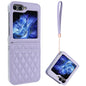 Pour Samsung Galaxy Z Flip6 / Flip7 FE Étui de téléphone VIETAO en PU texturé Rhombique avec fente pour carte et lanière (Violet)