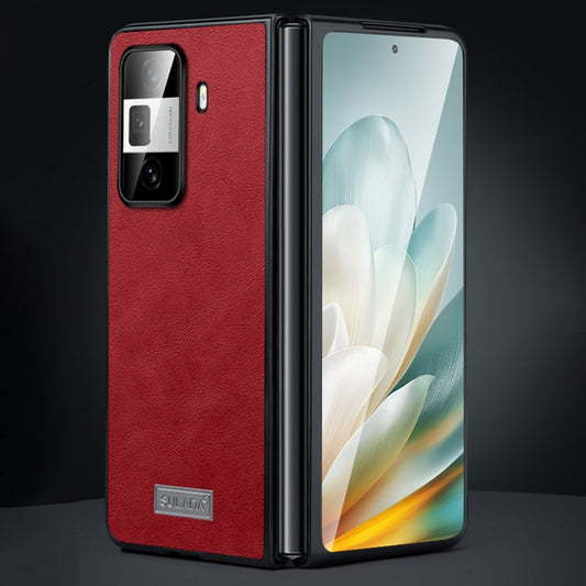 Pour Honor Magic Vs3 Étui de téléphone SULADA antichoc en TPU + cuir fait main (rouge)
