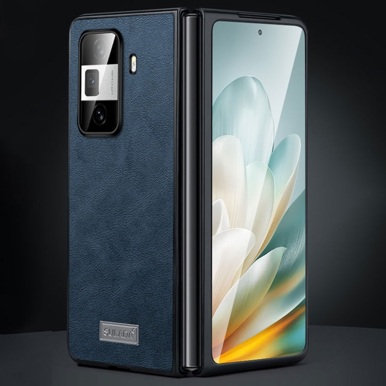Pour Honor Magic Vs3 SULADA Housse de téléphone antichoc en TPU + cuir fait à la main (bleu)