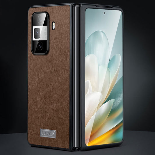 Pour Honor Magic Vs3 Étui de téléphone SULADA antichoc en TPU + cuir fait à la main (marron)