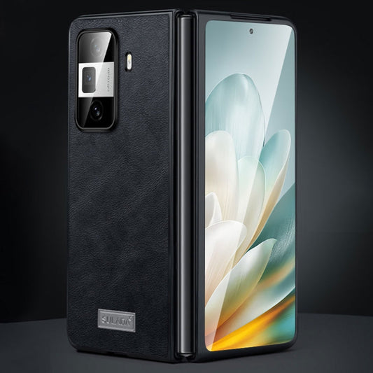 Pour Honor Magic Vs3 SULADA Étui de téléphone en TPU antichoc + cuir fait main (Noir)