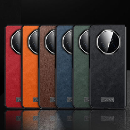 For Honor Magic V3 SULADA Shockproof TPU + Handmade Leather Phone Case(Green)