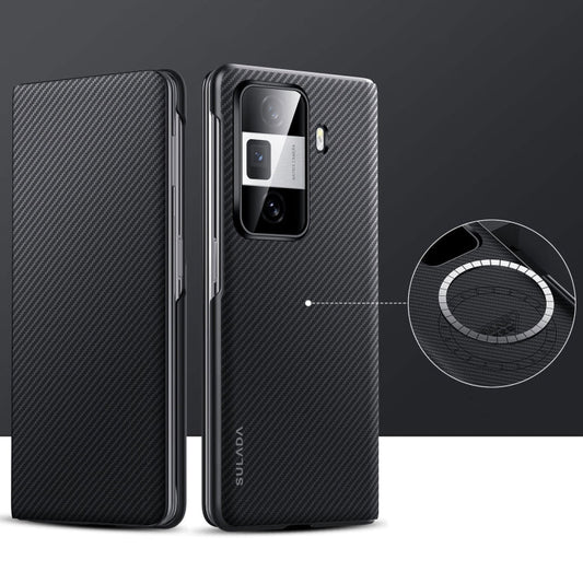 Pour Honor Magic Vs3 Étui de téléphone en cuir avec fenêtre intelligente texturé en Kevlar 600D SULADA (Noir)