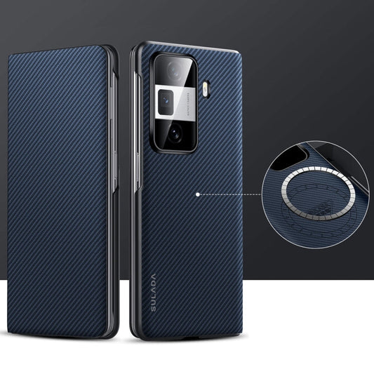 Pour Honor Magic Vs3 SULADA Kevlar 600D Texture Smart Window Étui en Cuir pour Téléphone (Bleu)