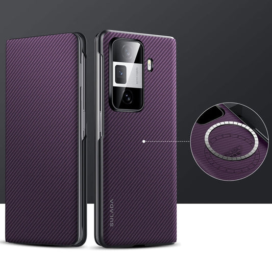 Pour Honor Magic Vs3 SULADA Kevlar 600D Texture Smart Window Coque de téléphone en cuir (Violet)