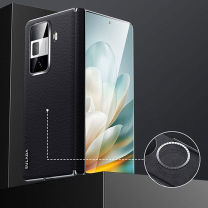 Pour Honor Magic Vs3 SULADA Étui de téléphone sans cadre en cuir de vachette véritable + PC (noir)