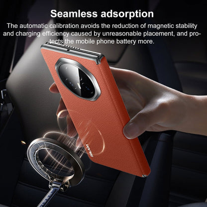 Pour Honor Magic Vs3 SULADA Étui de téléphone sans cadre en cuir de vachette véritable + PC (noir)