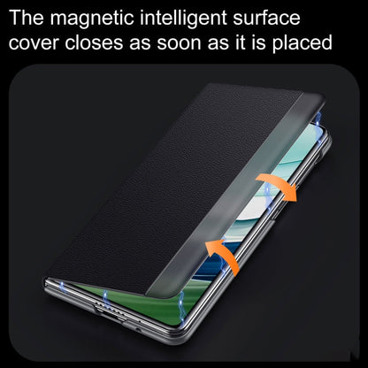 Pour Huawei Mate X5 / X3 SULADA Smart Series Étui de téléphone en cuir véritable avec support et fenêtre intelligente (Bleu)