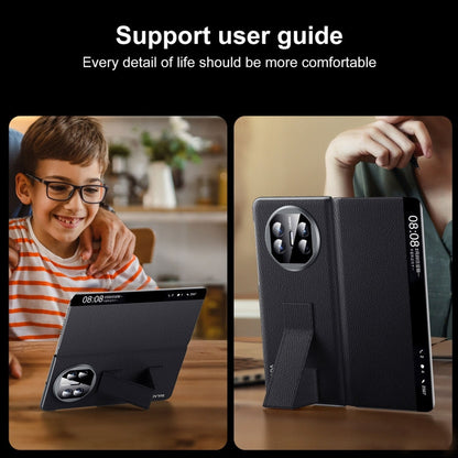 Pour Huawei Mate X5 / X3 Étui de téléphone en cuir véritable avec fenêtre intelligente et support de bracelet intelligent SULADA Smart Series (Marron)