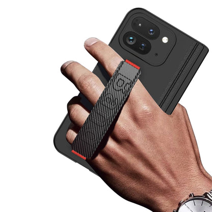 For Google Pixel 9 Pro Fold GKK Integrated Fold Hinge Wrist Strap Phone Case with Holder(Black)