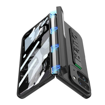 For Google Pixel 9 Pro Fold GKK Integrated Fold Hinge Wrist Strap Phone Case with Holder(Silver)