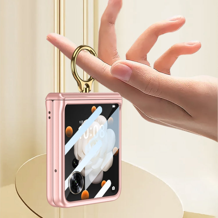 For Honor Magic V Flip GKK Integrated Magnetic Folding Hinge Full Coverage Phone Case with Ring Holder(Pink)