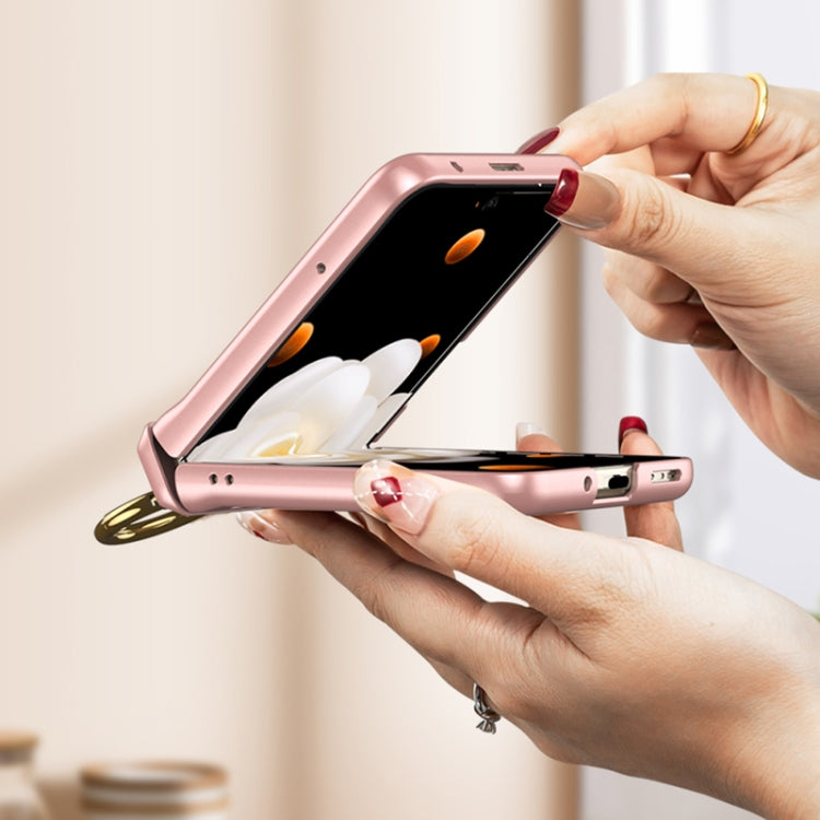 For Honor Magic V Flip GKK Integrated Magnetic Folding Hinge Full Coverage Phone Case with Ring Holder(Pink)