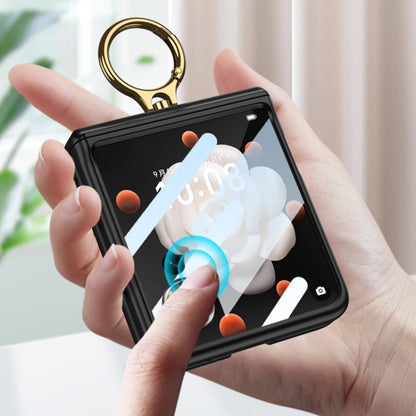 For Honor Magic V Flip GKK Integrated Magnetic Folding Hinge Full Coverage Phone Case with Ring Holder(Pink)