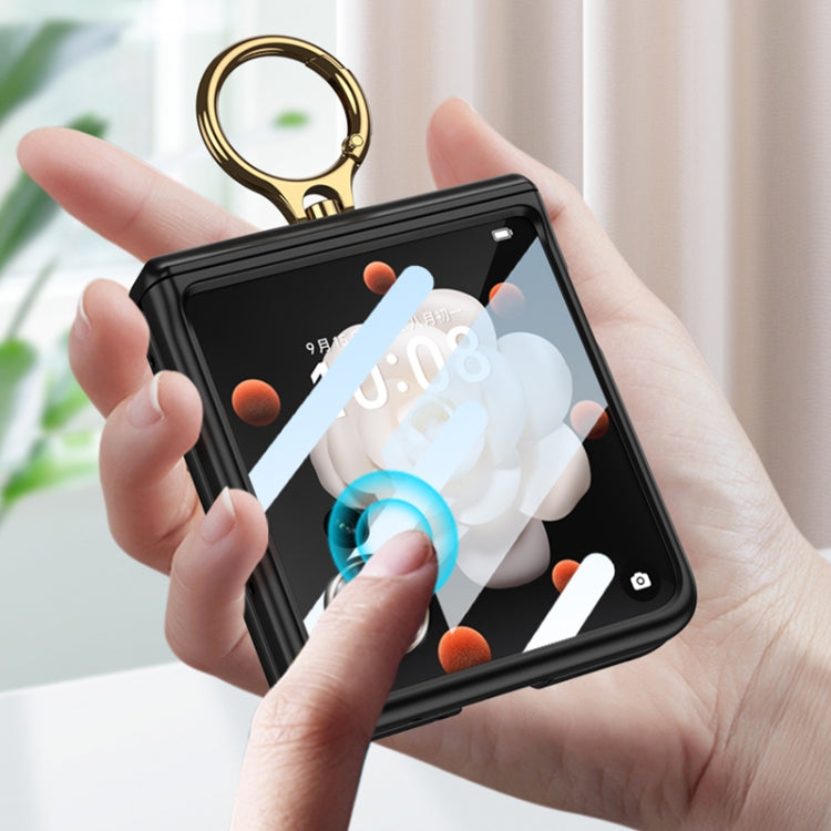 For Honor Magic V Flip GKK Integrated Magnetic Folding Hinge Full Coverage Phone Case with Ring Holder(Black)