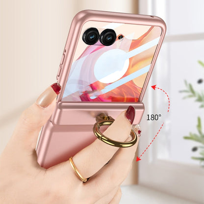 For Motorola Razr 50 GKK Integrated Magnetic Hinged Flip Case with Ring Holder(Pink)