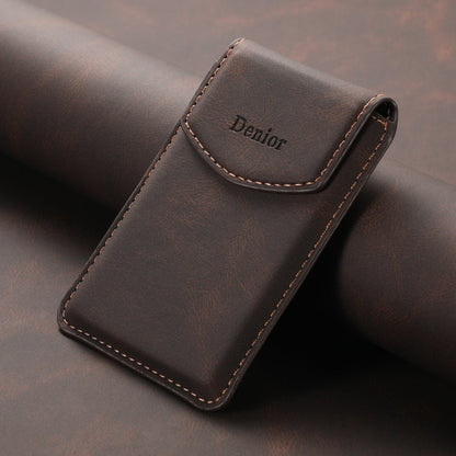 Denior V12 MagSafe Magnetic Phone PU Card Sleeve(Brown)