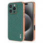 For iPhone 16 Pro AZNS Electroplated Edge Carbon Fiber Texture Phone Case(Green)