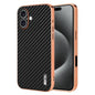 For iPhone 16 AZNS Electroplated Edge Carbon Fiber Texture Phone Case(Black)