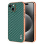 For iPhone 15 Plus AZNS Electroplated Edge Carbon Fiber Texture Phone Case(Green)