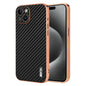 For iPhone 14 AZNS Electroplated Edge Carbon Fiber Texture Phone Case(Black)