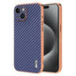 For iPhone 14 AZNS Electroplated Edge Carbon Fiber Texture Phone Case(Blue)