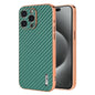 For iPhone 14 Pro AZNS Electroplated Edge Carbon Fiber Texture Phone Case(Green)
