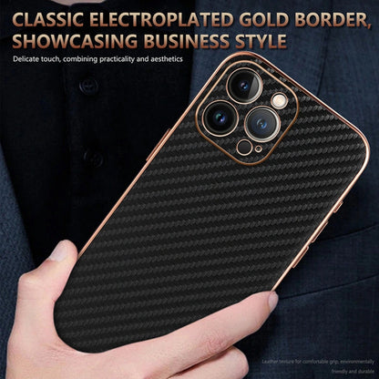 For iPhone 13 Pro AZNS Electroplated Edge Carbon Fiber Texture Phone Case(Green)