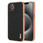 For iPhone 11 Pro AZNS Electroplated Edge Carbon Fiber Texture Phone Case(Black)