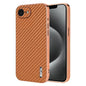 For iPhone 17e / 16e AZNS Electroplated Edge Carbon Fiber Texture Phone Case(Brown)
