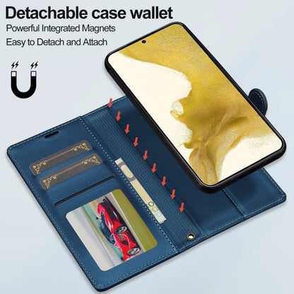 Pour Samsung Galaxy S22+ 5G Étui de téléphone en PU détachable Magsafe de la série LC.IMEEKE L2 avec cordon (Bleu)