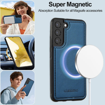 Pour Samsung Galaxy S22+ 5G Étui de téléphone en PU détachable Magsafe de la série LC.IMEEKE L2 avec cordon (Bleu)