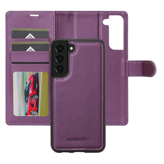 For Samsung Galaxy S22+ 5G LC.IMEEKE L2 Series Detachable Magsafe PU Phone Case with Lanyard(Purple)