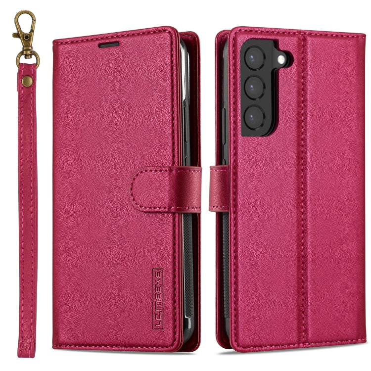 Pour Samsung Galaxy S22+ 5G LC.IMEEKE L2 Series Coque de téléphone détachable Magsafe en PU avec cordon (rouge)