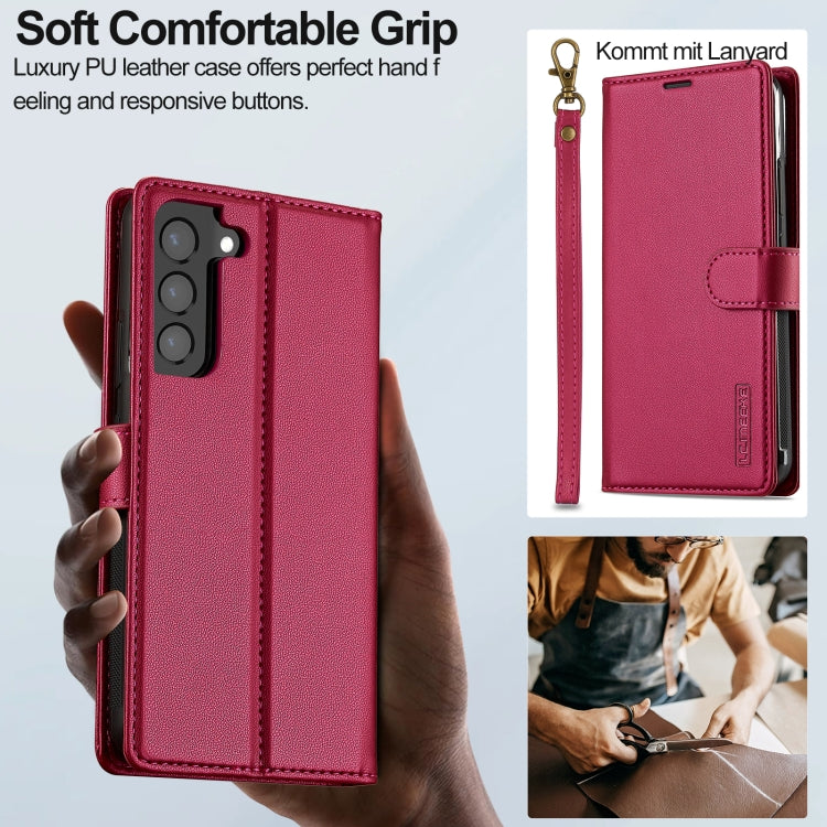 Pour Samsung Galaxy S22+ 5G LC.IMEEKE L2 Series Coque de téléphone détachable Magsafe en PU avec cordon (rouge)